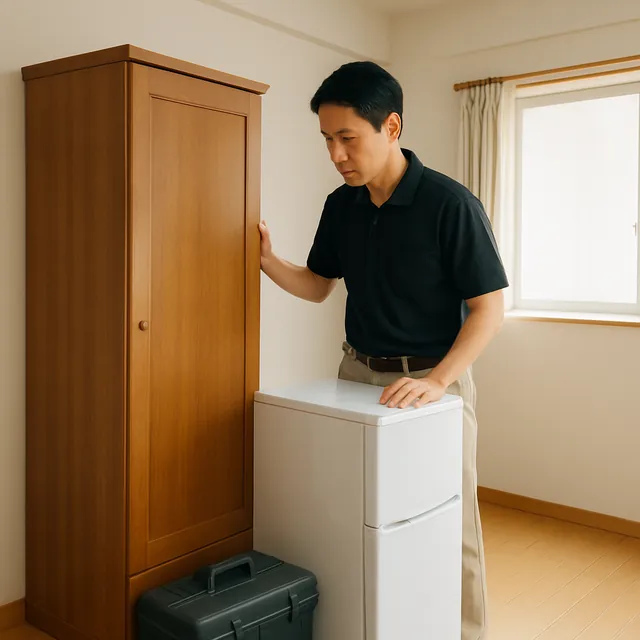 中野区で洋服タンス・冷蔵庫・オーブンレンジを確認する出張買取の事例イメージ