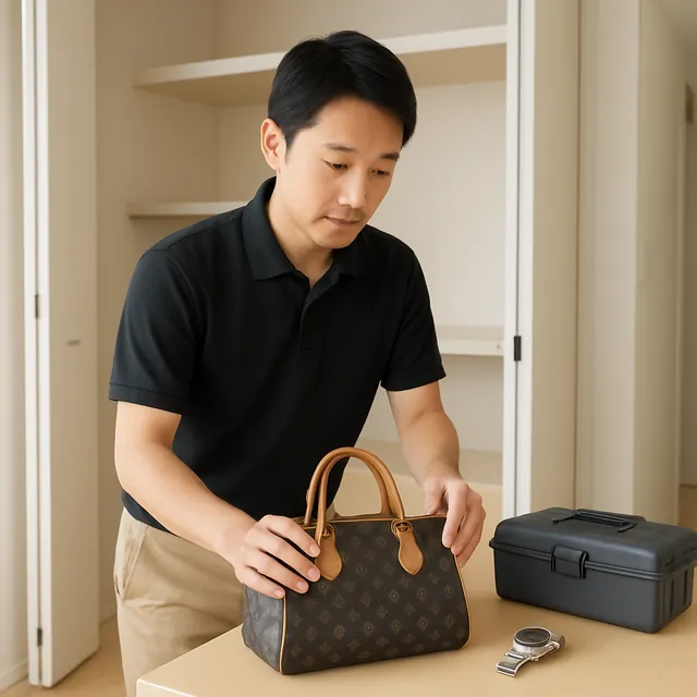 中野区でブランドバッグ・腕時計・工具箱を確認する出張買取＋家片付けの事例イメージ