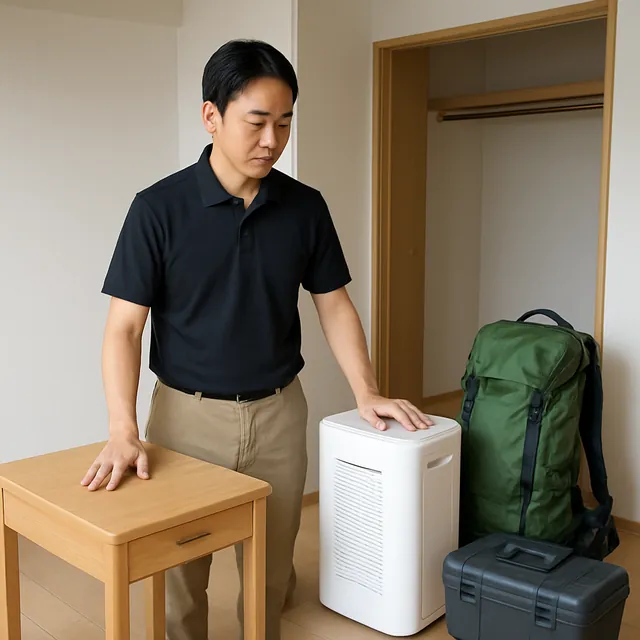 中野区で学習机・空気清浄機・アウトドア用品を確認する出張買取＋遺品整理の事例イメージ
