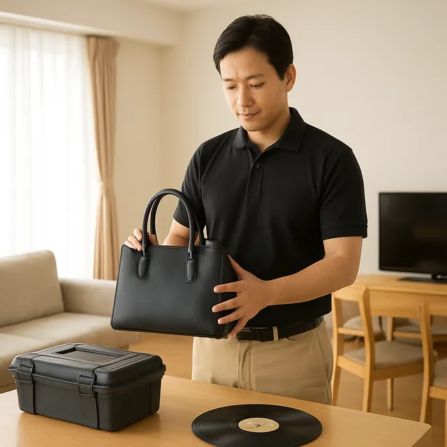 中野区でブランドバッグ・工具箱・レコードを確認する出張買取＋遺品整理の事例イメージ