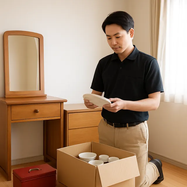 中野区でドレッサー・サイドボード・食器セットを確認する出張買取＋遺品整理の事例イメージ