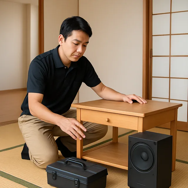 習志野市で学習机・スピーカー・工具箱を確認する出張買取の事例イメージ
