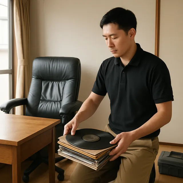 習志野市でデスク・リクライニングチェア・レコードを確認する出張買取の事例イメージ