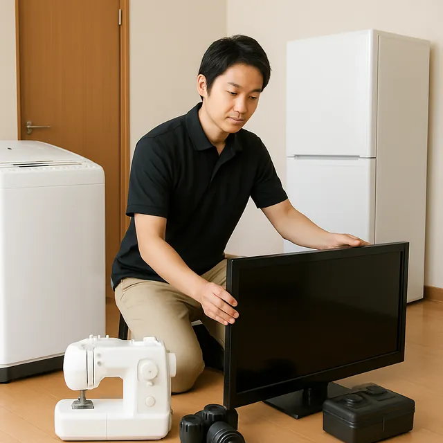 習志野市で液晶テレビ・ミシン・カメラを確認する出張買取＋家片付けの事例イメージ