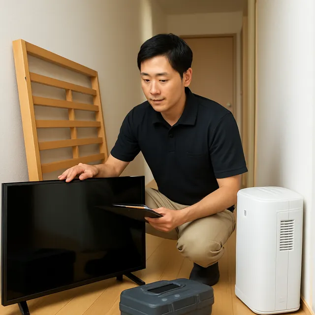 習志野市でベッドフレーム・有機ELテレビ・除湿機を確認する出張買取＋引越しの事例イメージ