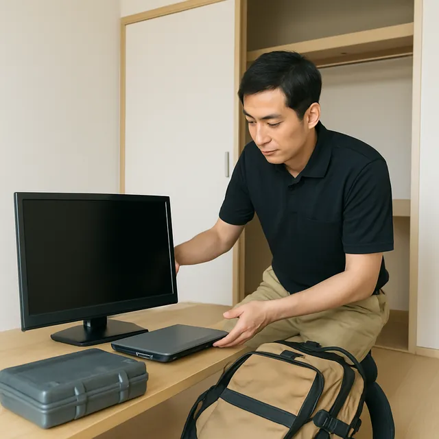 習志野市で液晶テレビ・パソコン・アウトドア用品を確認する出張買取＋不用品回収の事例イメージ