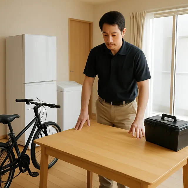 成田市でダイニングテーブル・電動工具・自転車を確認する出張買取の事例イメージ