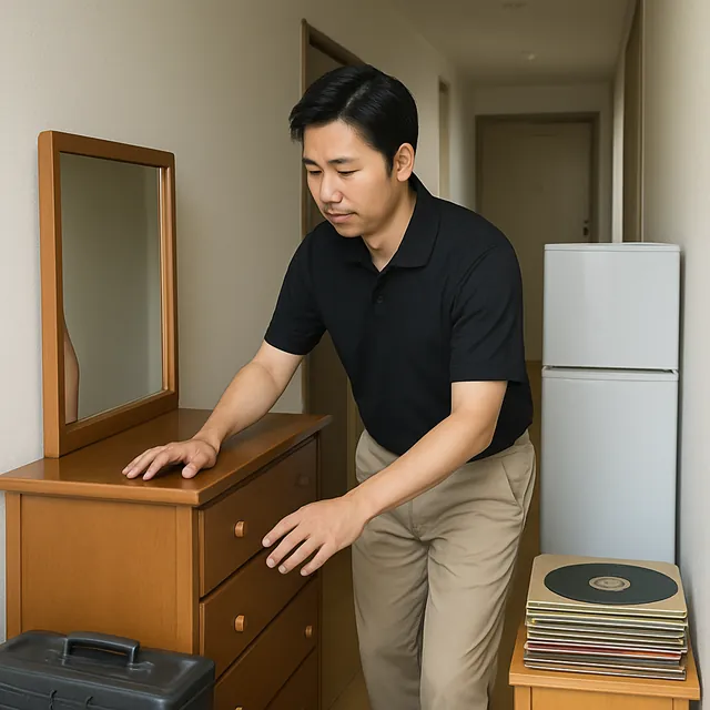 成田市でドレッサー・冷蔵庫・レコードを確認する出張買取の事例イメージ