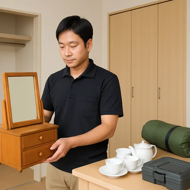 成田市でドレッサー・食器セット・アウトドア用品を確認する出張買取＋家片付けの事例イメージ