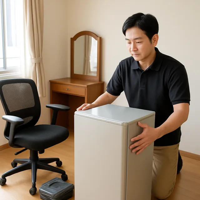 成田市でオフィスチェア・ドレッサー・冷蔵庫を確認する出張買取＋遺品整理の事例イメージ