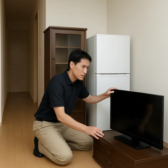 成田市で食器棚・冷蔵庫・有機ELテレビを確認する出張買取＋引越しの事例イメージ