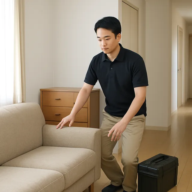 成田市で3人掛けソファ・チェスト・洋服タンスを確認する出張買取＋不用品回収の事例イメージ