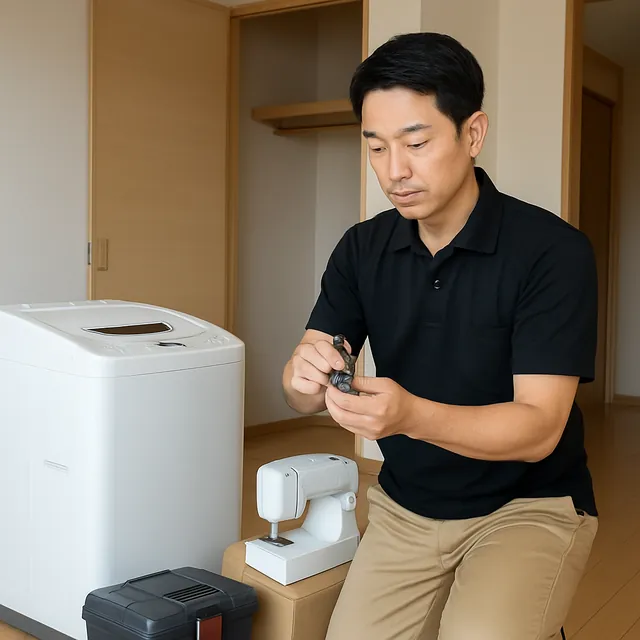 成田市で縦型洗濯機・ミシン・腕時計を確認する出張買取＋不用品回収の事例イメージ