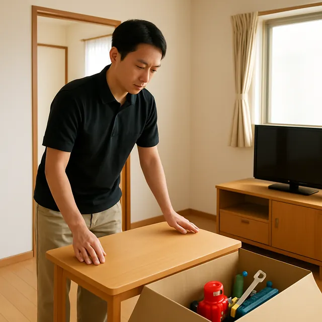 成田市でダイニングテーブル・テレビボード・ホビー用品を確認する出張買取＋不用品回収の事例イメージ