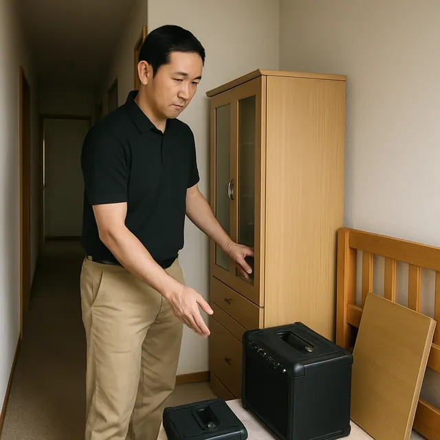 練馬区で食器棚・ベッドフレーム・アンプを確認する出張買取＋家片付けの事例イメージ