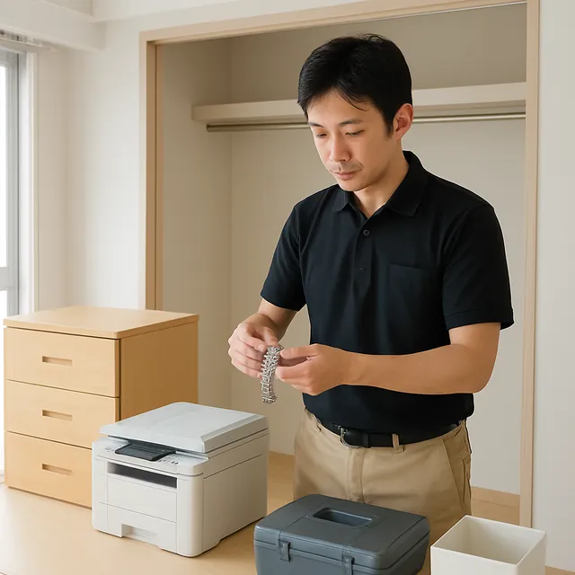 練馬区でチェスト・プリンター・腕時計を確認する出張買取＋家片付けの事例イメージ