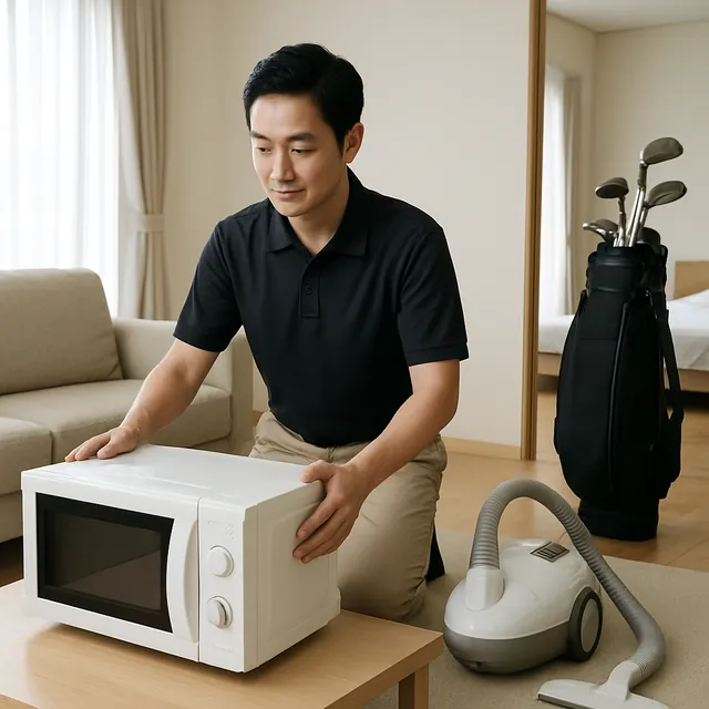 練馬区で電子レンジ・掃除機・ゴルフ用品を確認する出張買取＋不用品回収の事例イメージ