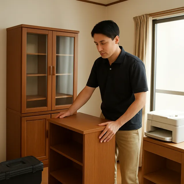新座市で食器棚・本棚・プリンターを確認する出張買取の事例イメージ