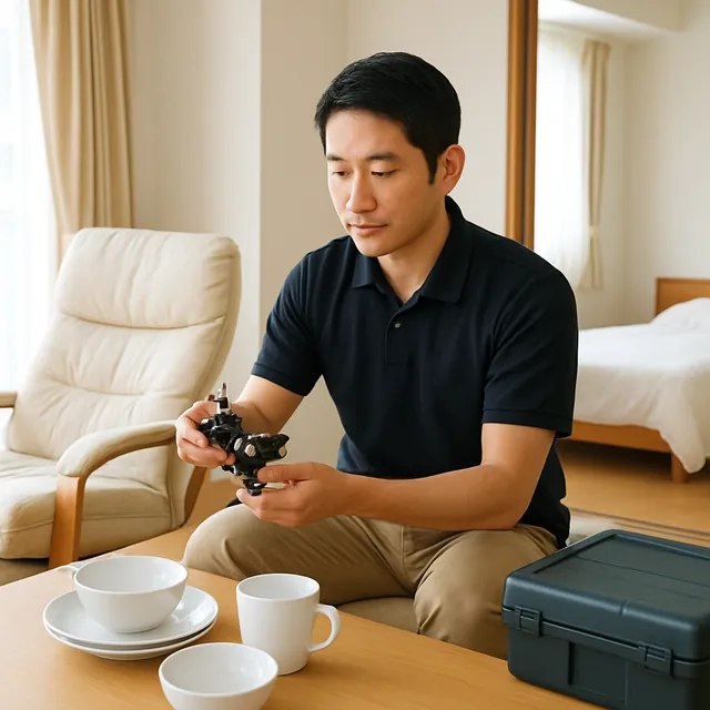 新座市でリクライニングチェア・食器セット・釣具を確認する出張買取＋家片付けの事例イメージ