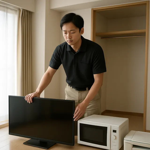 新座市で有機ELテレビ・オーブンレンジ・プリンターを確認する出張買取＋遺品整理の事例イメージ