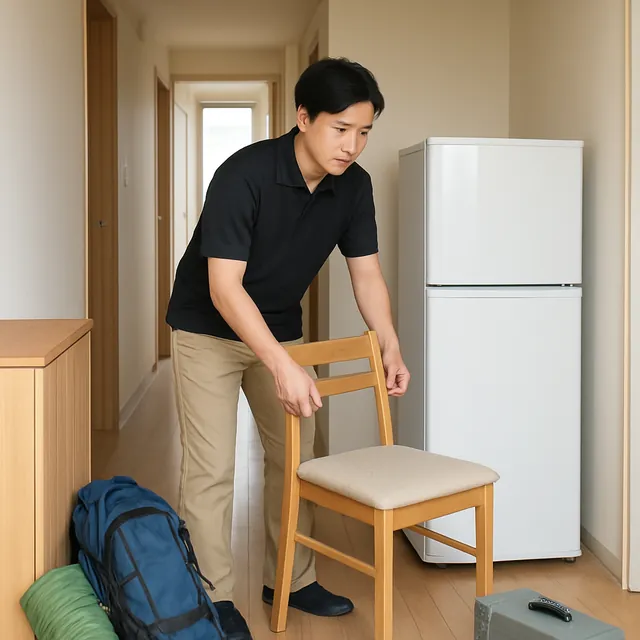 新座市でダイニングチェア・冷蔵庫・アウトドア用品を確認する出張買取＋引越しの事例イメージ
