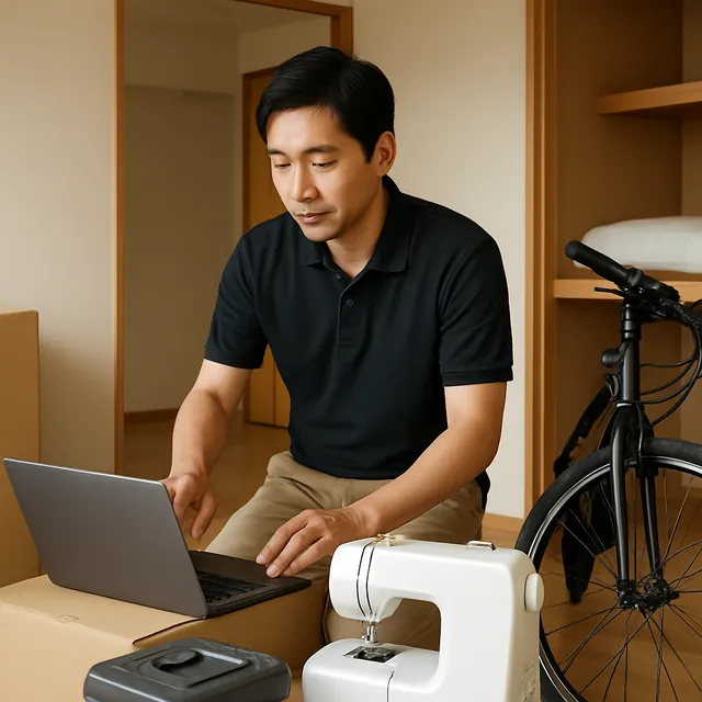 新座市でパソコン・ミシン・自転車を確認する出張買取＋不用品回収の事例イメージ