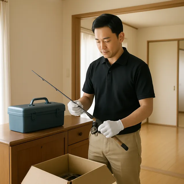 新座市でサイドボード・工具箱・釣具を確認する出張買取＋不用品回収の事例イメージ