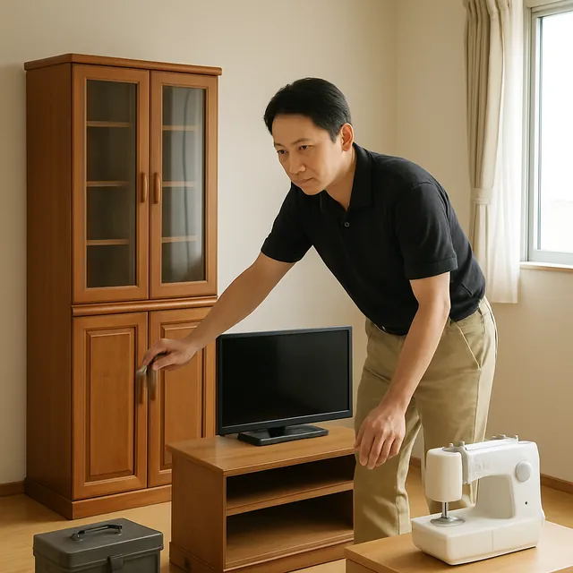 西東京市で食器棚・テレビボード・ミシンを確認する出張買取の事例イメージ