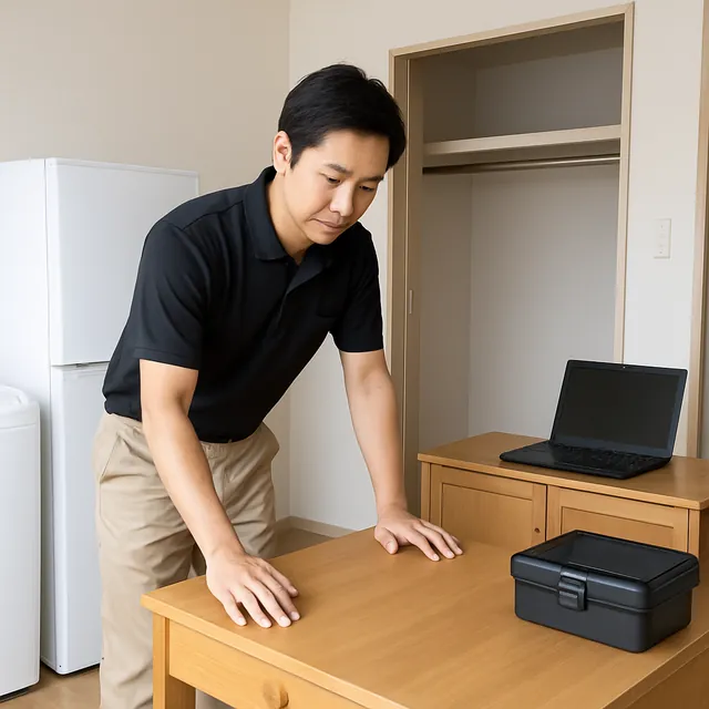 西東京市で学習机・サイドボード・パソコンを確認する出張買取＋不用品回収の事例イメージ