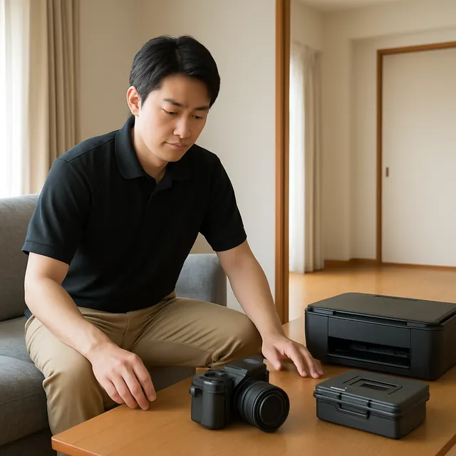 西東京市でカウチソファ・プリンター・カメラを確認する出張買取＋不用品回収の事例イメージ