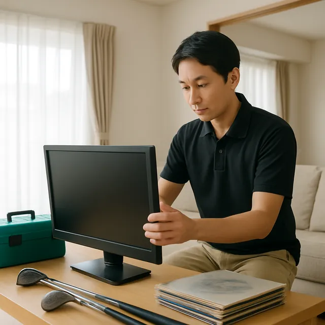 野田市でモニター・ゴルフ用品・レコードを確認する出張買取＋遺品整理の事例イメージ