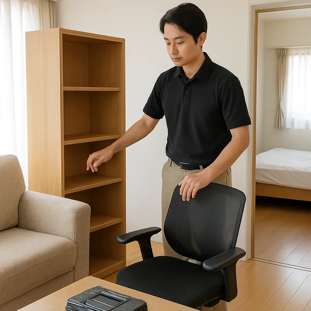 野田市で本棚・オフィスチェア・工具箱を確認する出張買取＋不用品回収の事例イメージ