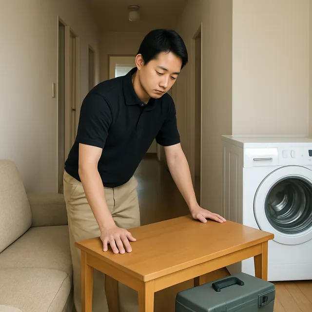小田原市でローテーブル・デスク・ドラム式洗濯機を確認する出張買取＋家片付けの事例イメージ