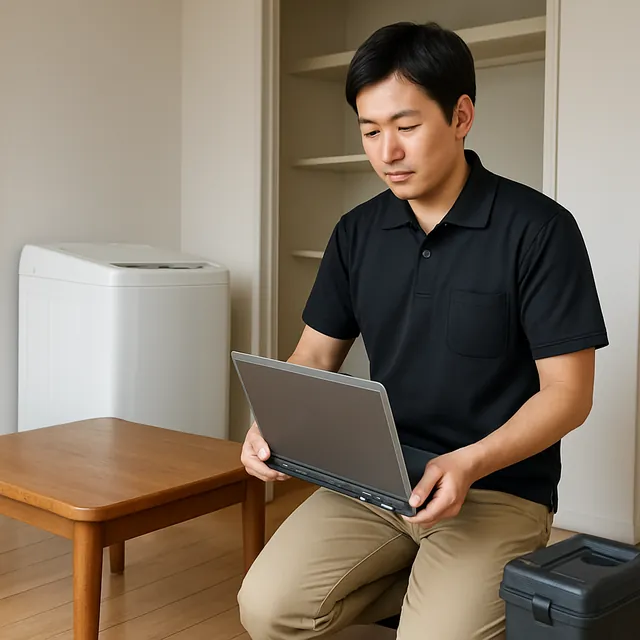 小田原市でローテーブル・縦型洗濯機・パソコンを確認する出張買取＋家片付けの事例イメージ