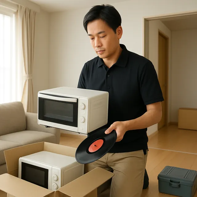 小田原市でオーブンレンジ・電子レンジ・レコードを確認する出張買取＋遺品整理の事例イメージ