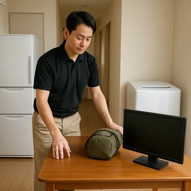 小田原市でダイニングテーブル・モニター・アウトドア用品を確認する出張買取＋引越しの事例イメージ
