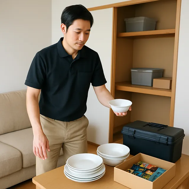 小田原市で3人掛けソファ・食器セット・ホビー用品を確認する出張買取＋引越しの事例イメージ