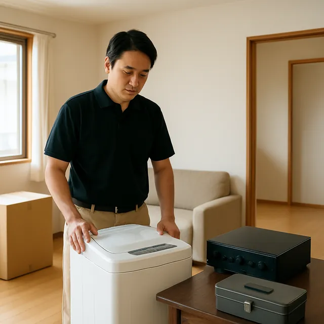 桶川市で縦型洗濯機・アンプ・工具箱を確認する出張買取の事例イメージ
