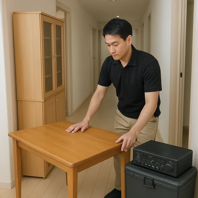 桶川市でダイニングテーブル・食器棚・アンプを確認する出張買取の事例イメージ