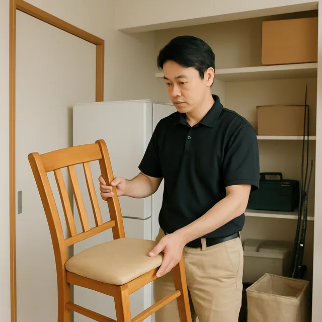 桶川市でダイニングチェア・冷蔵庫・釣具を確認する出張買取＋家片付けの事例イメージ