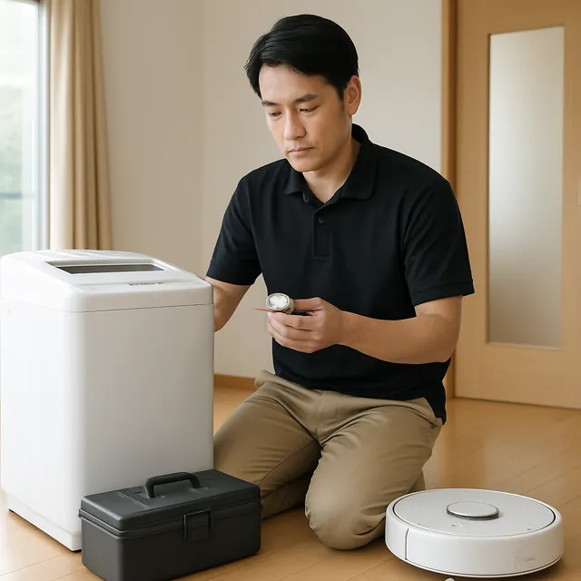 桶川市で縦型洗濯機・ロボット掃除機・腕時計を確認する出張買取＋引越しの事例イメージ