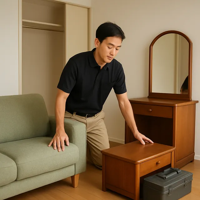 桶川市でカウチソファ・ドレッサー・アンプを確認する出張買取＋引越しの事例イメージ