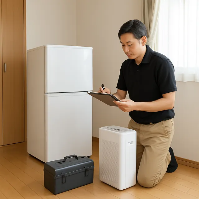 大田区で冷蔵庫・空気清浄機・工具箱を確認する出張買取＋家片付けの事例イメージ