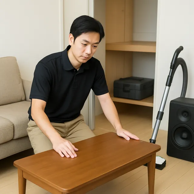 大田区でローテーブル・掃除機・スピーカーを確認する出張買取＋遺品整理の事例イメージ