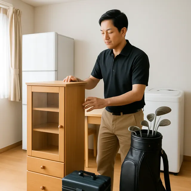 大田区で食器棚・学習机・ゴルフ用品を確認する出張買取＋遺品整理の事例イメージ