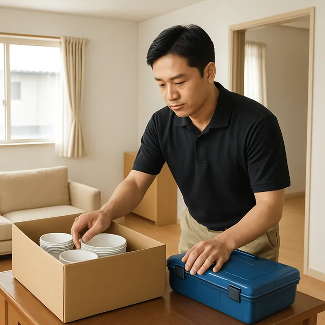 大田区でサイドボード・食器セット・電動工具を確認する出張買取＋引越しの事例イメージ