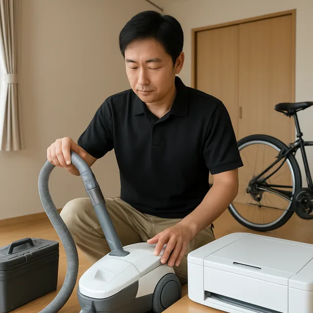 大田区で掃除機・プリンター・自転車を確認する出張買取＋不用品回収の事例イメージ