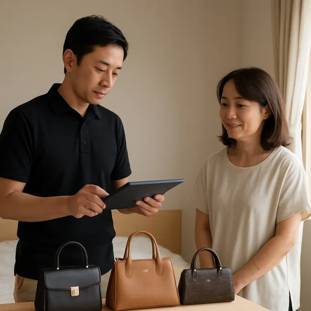 浦安市でブランドバッグ・財布・保存袋を確認する出張買取の事例イメージ
