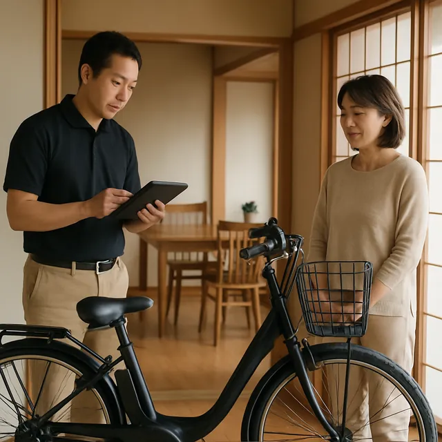狛江市で電動自転車・バッテリー・充電器を確認する出張買取の事例イメージ