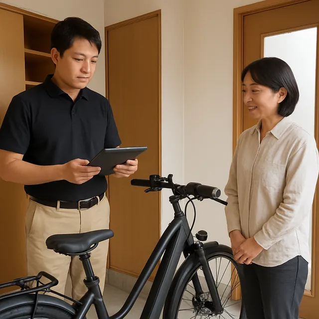 世田谷区で電動自転車・バッテリー・充電器を確認する出張買取の事例イメージ